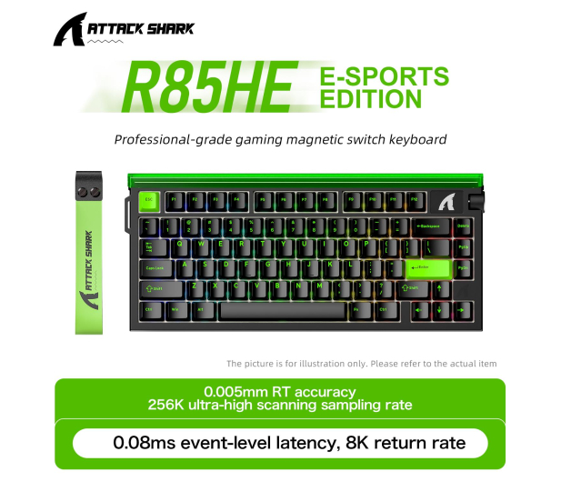Attack Shark R85 HE Rapid Trigger 8kHz/256kHz neonowa zieleń/czarna - 1472696 - zdjęcie 11